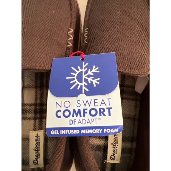 DEARFOAMS No Sweat Comfort  Gel Infused Memory Foam Brown Slippers Large 11-12 - Picture 4 of 6